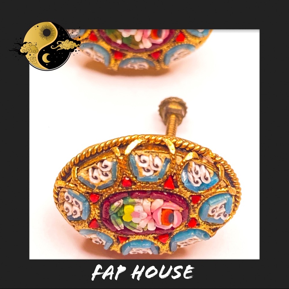 🔴 FINAL MARKDOWN Victorian Micro Mosaic Earrings FAP